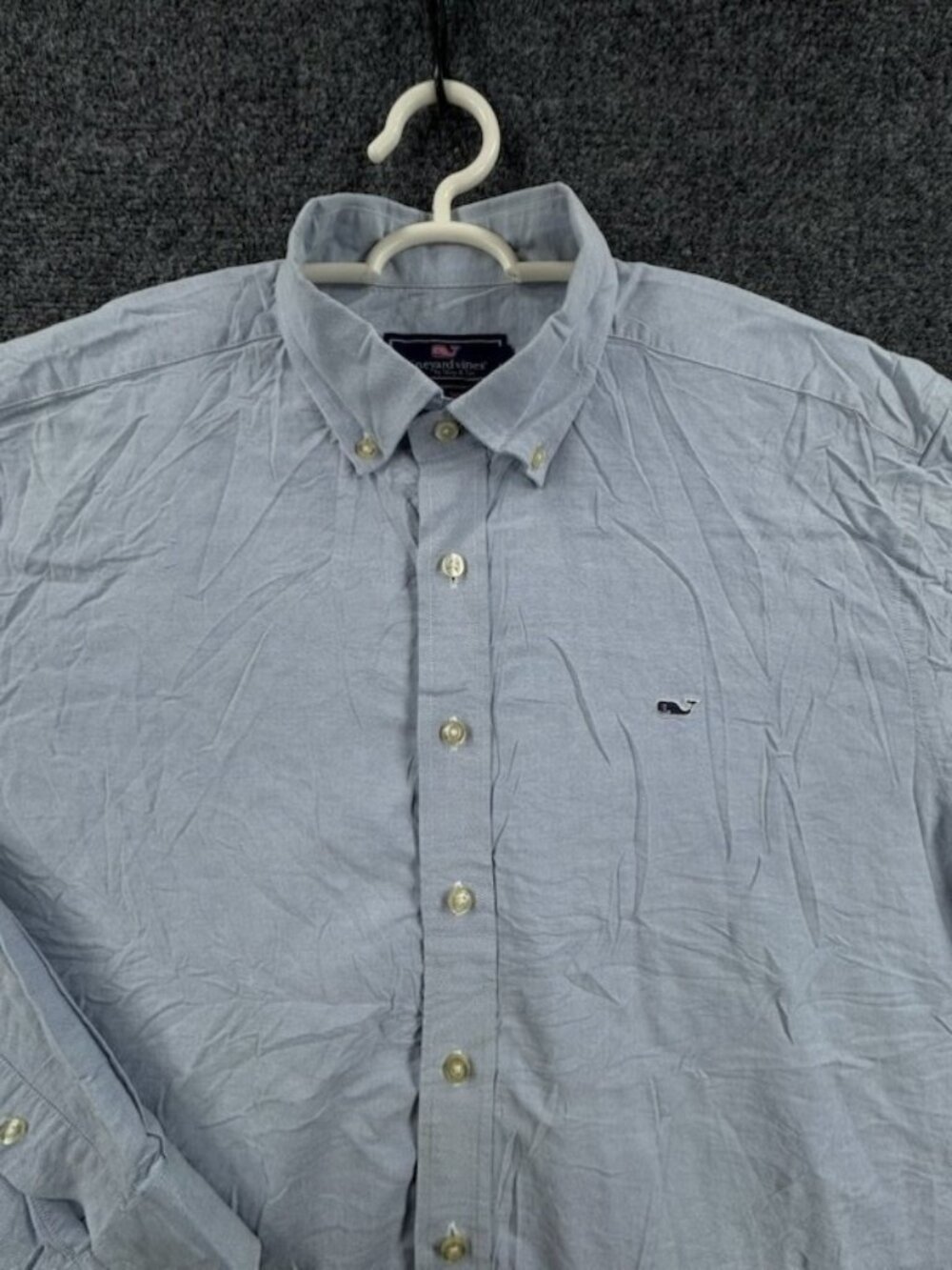 Vineyard Vines Oxford Button-Down XL Whale All Cotton Blue Solid Long Sleeve Men